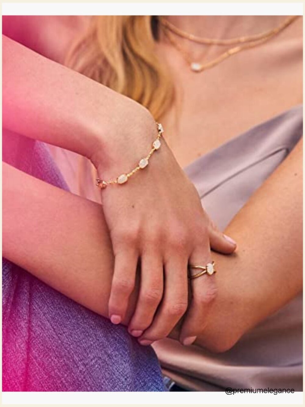 Gold Link Bracelet with Chain Lobster Claw Clasp Fashion Jewelry - Picture 3 of 4